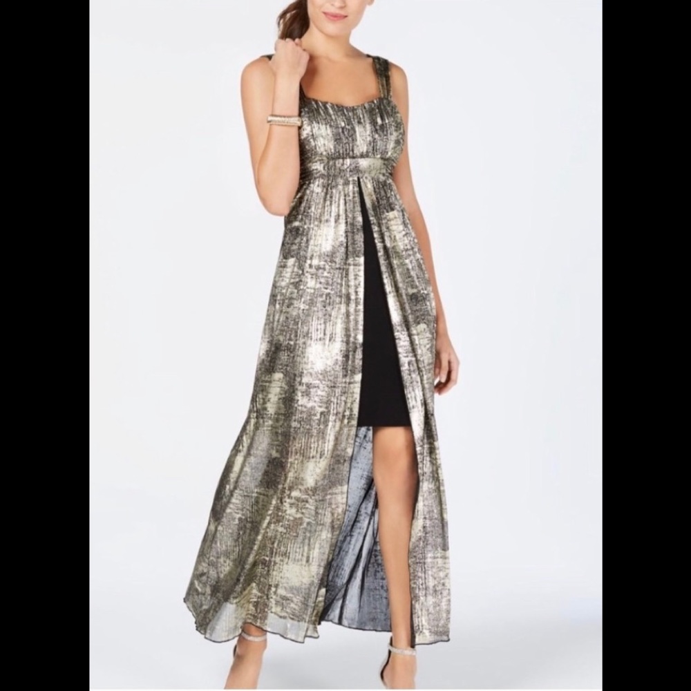 Formal Dress Plus Size 20W Metallic Gold Black NWT
